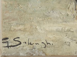 SOLENGHI  GIUSEPPE (1879 - 1944) : Paesaggio innevato con carrozza e personaggio  - Asta Asta 381 | ARTE ANTICA E DEL XIX SECOLO - Dipinti del XIX secolo  Online - Associazione Nazionale - Case d'Asta italiane