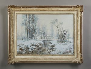 VERNI ARTURO (1891 - 1960) : Paesaggio invernale  - Asta Asta 381 | ARTE ANTICA E DEL XIX SECOLO - Dipinti del XIX secolo  Online - Associazione Nazionale - Case d'Asta italiane