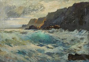 BRIANTE EZELINO (1901 - 1971) - Scogliera sul mare