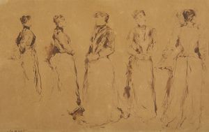 ARTISTA VENETO DEL XIX SECOLO - Studio per figure di donne