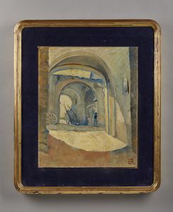 MARTENS DINO (1894 - 1970) : Sotto portico  - Asta Asta 381 | ARTE ANTICA E DEL XIX SECOLO - Dipinti del XIX secolo  Online - Associazione Nazionale - Case d'Asta italiane