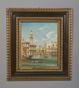 BONIVENTO EUGENIO  (1880 - 1956) : Veduta del bacino di San Marco dalla Punta della Dogana  - Asta Asta 381 | ARTE ANTICA E DEL XIX SECOLO - Dipinti del XIX secolo  Online - Associazione Nazionale - Case d'Asta italiane