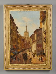 ARTISTA DEL XIX-XX SECOLO : La corsia dei servi a Milano  - Asta Asta 381 | ARTE ANTICA E DEL XIX SECOLO - Dipinti del XIX secolo  Online - Associazione Nazionale - Case d'Asta italiane