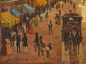 ARTISTA DEL XIX-XX SECOLO : La corsia dei servi a Milano  - Asta Asta 381 | ARTE ANTICA E DEL XIX SECOLO - Dipinti del XIX secolo  Online - Associazione Nazionale - Case d'Asta italiane