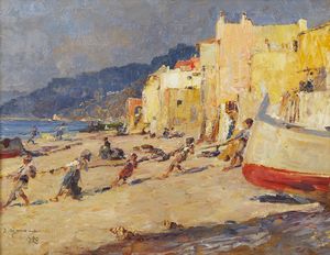 AJMONE LIDIO (1884 - 1945) - Spiaggia di Varigotti
