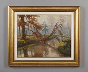 VITALI ALBERTO (1898 - 1974) : Paesaggio autunnale  - Asta Asta 381 | ARTE ANTICA E DEL XIX SECOLO - Dipinti del XIX secolo  Online - Associazione Nazionale - Case d'Asta italiane