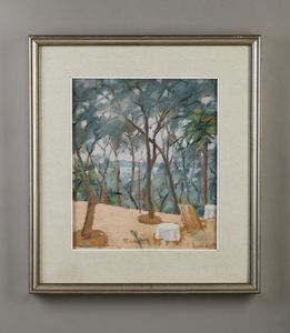 VITTURI ETTORE (1897 - 1968) : Caff nel bosco  - Asta Asta 381 | ARTE ANTICA E DEL XIX SECOLO - Dipinti del XIX secolo  Online - Associazione Nazionale - Case d'Asta italiane