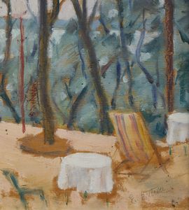 VITTURI ETTORE (1897 - 1968) : Caff nel bosco  - Asta Asta 381 | ARTE ANTICA E DEL XIX SECOLO - Dipinti del XIX secolo  Online - Associazione Nazionale - Case d'Asta italiane