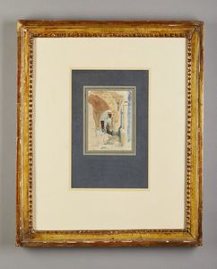 ARTISTA ITALIANO DEL XIX SECOLO : Monaco in un porticato  - Asta Asta 381 | ARTE ANTICA E DEL XIX SECOLO - Dipinti del XIX secolo  Online - Associazione Nazionale - Case d'Asta italiane