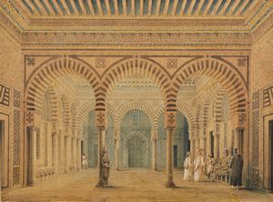 ARTISTA DEL XIX SECOLO - Interno di palazzo arabo con personaggi