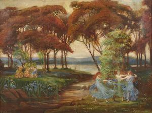 SIMS CHARLES (1873 - 1928) - Attribuito a. Il giardino delle Esperidi