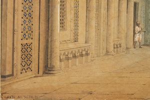 ARTISTA DEL XIX SECOLO : Interno di palazzo arabo con personaggi  - Asta Asta 381 | ARTE ANTICA E DEL XIX SECOLO - Dipinti del XIX secolo  Online - Associazione Nazionale - Case d'Asta italiane