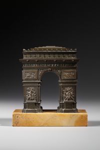 BRONZISTA DEL XIX SECOLO : Arc de Triomphe in bronzo su base in marmo giallo  - Asta Asta 381 | ARTE ANTICA E DEL XIX SECOLO - Dipinti del XIX secolo  Online - Associazione Nazionale - Case d'Asta italiane