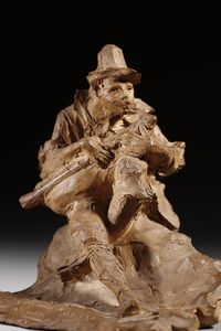 SCULTORE ITALIANO DEL XX SECOLO : La cornamusa  - Asta Asta 381 | ARTE ANTICA E DEL XIX SECOLO - Dipinti del XIX secolo  Online - Associazione Nazionale - Case d'Asta italiane