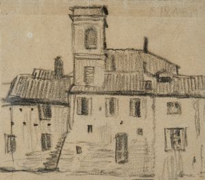 Scuola italiana del XIX secolo : Gruppo di tre disegni raffiguranti paesaggi con edifici e scena cittardina  - Asta Asta 381 | ARTE ANTICA E DEL XIX SECOLO - Dipinti del XIX secolo  Online - Associazione Nazionale - Case d'Asta italiane