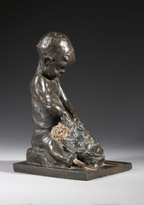 SCULTORE ITALIANO DEL XIX-XX SECOLO - Bimbo con mascherone