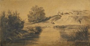 Scuola italiana del XIX secolo : Gruppo di quattro disegni raffiguranti paesaggi  - Asta Asta 381 | ARTE ANTICA E DEL XIX SECOLO - Dipinti del XIX secolo  Online - Associazione Nazionale - Case d'Asta italiane