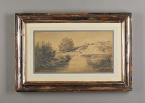 Scuola italiana del XIX secolo : Gruppo di quattro disegni raffiguranti paesaggi  - Asta Asta 381 | ARTE ANTICA E DEL XIX SECOLO - Dipinti del XIX secolo  Online - Associazione Nazionale - Case d'Asta italiane