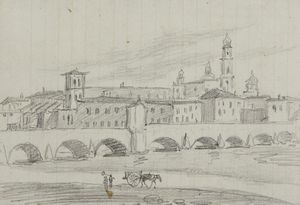 Scuola italiana del XIX secolo : Gruppo di quattro disegni raffiguranti paesaggi  - Asta Asta 381 | ARTE ANTICA E DEL XIX SECOLO - Dipinti del XIX secolo  Online - Associazione Nazionale - Case d'Asta italiane