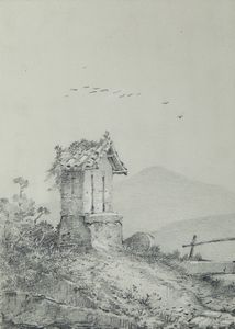 Scuola italiana del XIX secolo : Gruppo di tre opere su carta raffiguranti un paesaggio mediterraneo con iscrizione a Carlo Raimondi (1809-1883) e due paesaggi montani  - Asta Asta 381 | ARTE ANTICA E DEL XIX SECOLO - Dipinti del XIX secolo  Online - Associazione Nazionale - Case d'Asta italiane