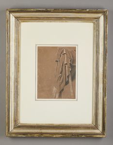 Scuola italiana del XIX secolo : Studio di panneggio  - Asta Asta 381 | ARTE ANTICA E DEL XIX SECOLO - Dipinti del XIX secolo  Online - Associazione Nazionale - Case d'Asta italiane