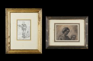 Scuola italiana del XIX secolo - Bambino mendicante e Madonna con Bambino