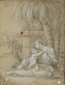 BORGHESI GIAMBATTISTA (1790 - 1846) - Riposo durante la fuga in Egitto
