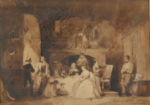 CATTERMOLE GEORGE (1800 - 1868) - Scena d'interno.