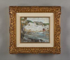 CASCIARO GIUSEPPE (1863 - 1945) : Paesaggio marino  - Asta Asta 381 | ARTE ANTICA E DEL XIX SECOLO - Dipinti del XIX secolo  Online - Associazione Nazionale - Case d'Asta italiane