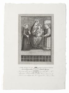 INCISORE DEL XIX SECOLO - Vero ritratto di Maria SS. delle Carceri che si venera nella citt di Prato