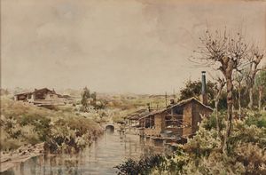 BELTRAME ACHILLE (1871 - 1945) - Casoni e palude