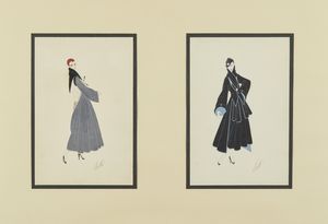ERTE' (ROMAIN DE TIRTOFF) (1892 - 1990) - Coppia di bozzetti di moda