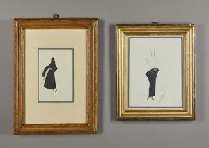 ERTE' (ROMAIN DE TIRTOFF) (1892 - 1990) - Coppia di bozzetti di moda