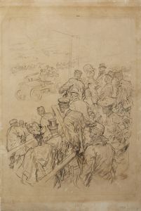 ARTISTA DEL XIX-XX SECOLO - Alle corse d'auto