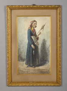 PONTREMOLI RAFFAELE  (1832 - 1906) : Popolana  - Asta Asta 381 | ARTE ANTICA E DEL XIX SECOLO - Dipinti del XIX secolo  Online - Associazione Nazionale - Case d'Asta italiane