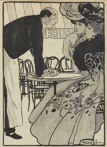 HOOK SANDY (1879 - 1960) : Incontro galante / La Conversazione / Al Caff�  - Asta Asta 381 | ARTE ANTICA E DEL XIX SECOLO - Dipinti del XIX secolo  Online - Associazione Nazionale - Case d'Asta italiane