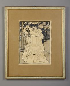 HOOK SANDY (1879 - 1960) : Incontro galante / La Conversazione / Al Caff�  - Asta Asta 381 | ARTE ANTICA E DEL XIX SECOLO - Dipinti del XIX secolo  Online - Associazione Nazionale - Case d'Asta italiane