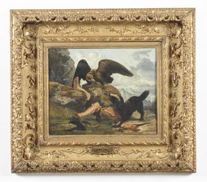 PALIZZI FILIPPO (1818 - 1899) : Scena di caccia  - Asta Asta 381 | ARTE ANTICA E DEL XIX SECOLO - Dipinti del XIX secolo  Online - Associazione Nazionale - Case d'Asta italiane