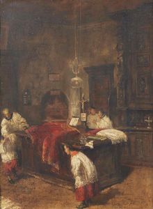 ARTISTA ITALIANO DEL XIX SECOLO - In sacrestia