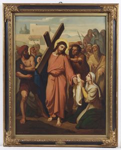 ARTISTA AUSTRIACO DEL XIX SECOLO : Scena della Via Crucis, Ges  caricato della croce  - Asta Asta 381 | ARTE ANTICA E DEL XIX SECOLO - Dipinti del XIX secolo  Online - Associazione Nazionale - Case d'Asta italiane