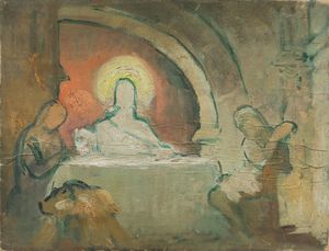 MARCEL-BERONNEAU PIERRE AM�D�E (1869 - 1837) : Cristo e i pellegrini di Emmaus e studio preparatorio per il dipinto  - Asta Asta 381 | ARTE ANTICA E DEL XIX SECOLO - Dipinti del XIX secolo  Online - Associazione Nazionale - Case d'Asta italiane