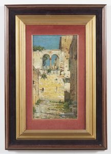 ARTISTA DEL XIX SECOLO : Strada di citt�  - Asta Asta 381 | ARTE ANTICA E DEL XIX SECOLO - Dipinti del XIX secolo  Online - Associazione Nazionale - Case d'Asta italiane