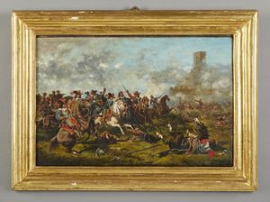 ARTISTA DEL XIX SECOLO : Scena di battaglia  - Asta Asta 381 | ARTE ANTICA E DEL XIX SECOLO - Dipinti del XIX secolo  Online - Associazione Nazionale - Case d'Asta italiane