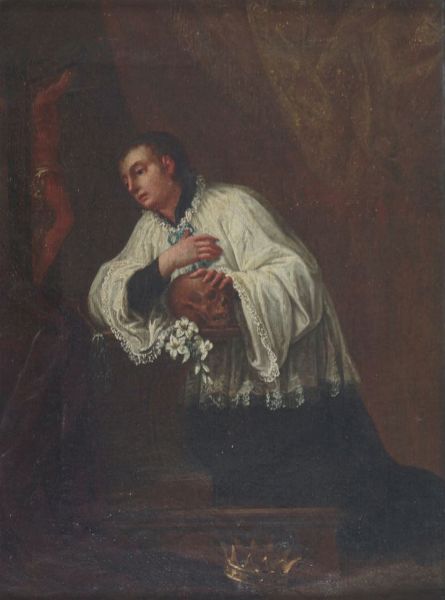 PITTORE ANONIMO San Luigi Gonzaga adora il Crocifisso  - Asta Asta 144 - Dipinti - Associazione Nazionale - Case d'Asta italiane