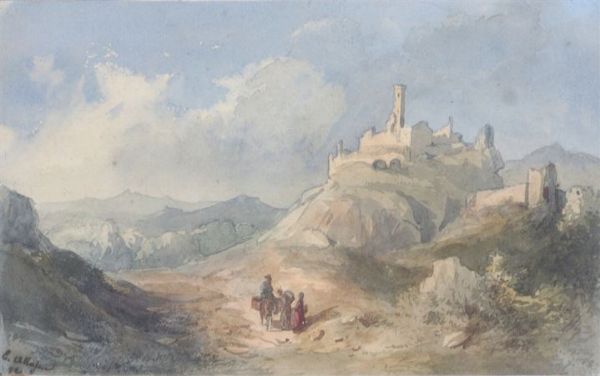 ALLASON ERNESTO Torino 1822 - 1869 Rovine del castello di Trana  - Asta Asta 144 - Dipinti - Associazione Nazionale - Case d'Asta italiane