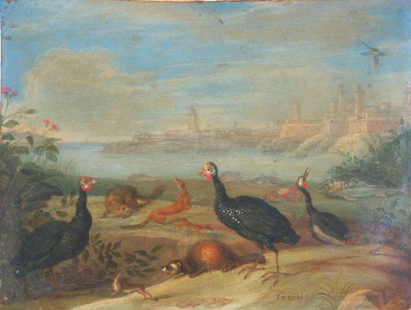 KESSEL JAN VAN I 1626-1679 Animali nel paesaggio con città sullo sfondo  - Asta Asta 144 - Dipinti - Associazione Nazionale - Case d'Asta italiane
