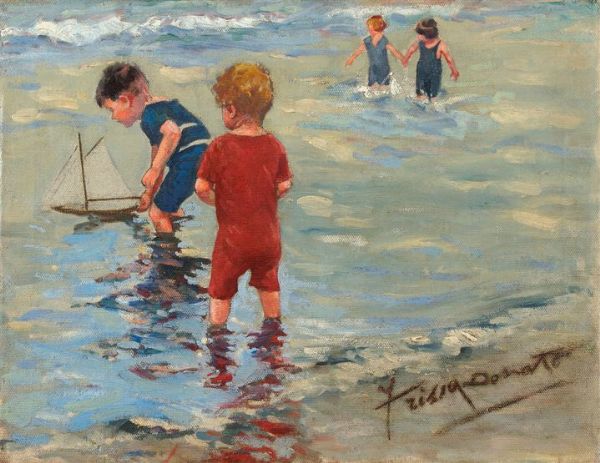 FRISIA DONATO Merate (CO) 1883 - 1953 Bambini al mare  - Asta Asta 144 - Dipinti - Associazione Nazionale - Case d'Asta italiane