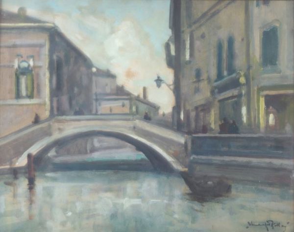 ZOLLA VENANZIO GB 1880 - 1961 Torino Ponte veneziano  - Asta Asta 144 - Dipinti - Associazione Nazionale - Case d'Asta italiane