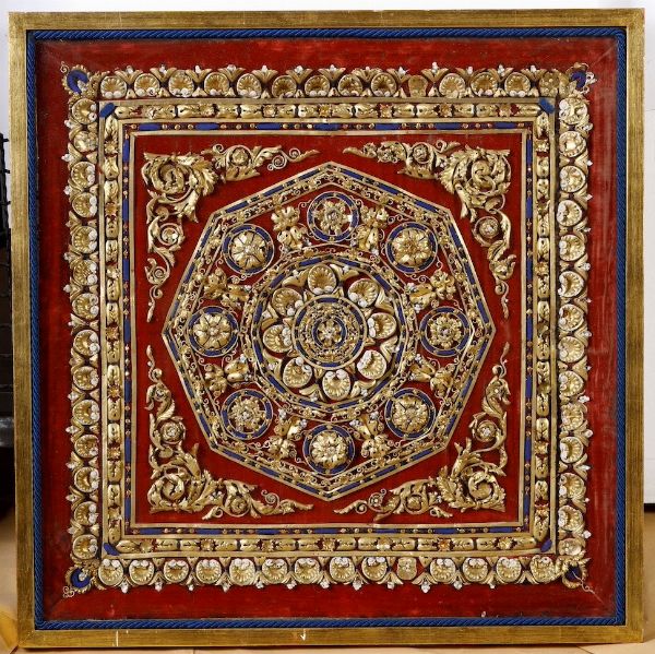 Manifattura italiana, Pannello decorativo, XIX secolo  - Asta Tappeti - Associazione Nazionale - Case d'Asta italiane