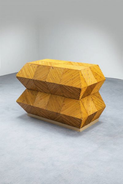 VIVAI DEL SUD : Cassettiera in bamboo. Anni '70 cm 81x120x58  - Asta Design e illuminazione - Associazione Nazionale - Case d'Asta italiane